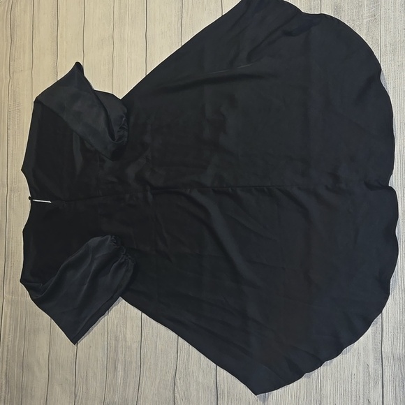 New York & Company Women's Wrap Front Satin High Low Dress Black Size M NWOT - Picture 2 of 11